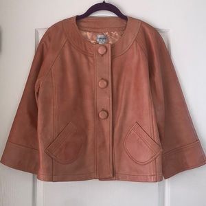 Chico’s Peach 100% Leather Swing Coat - 2/Large